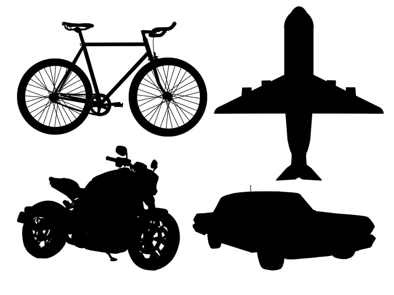 silhouet verschillende soorten vervoer vector