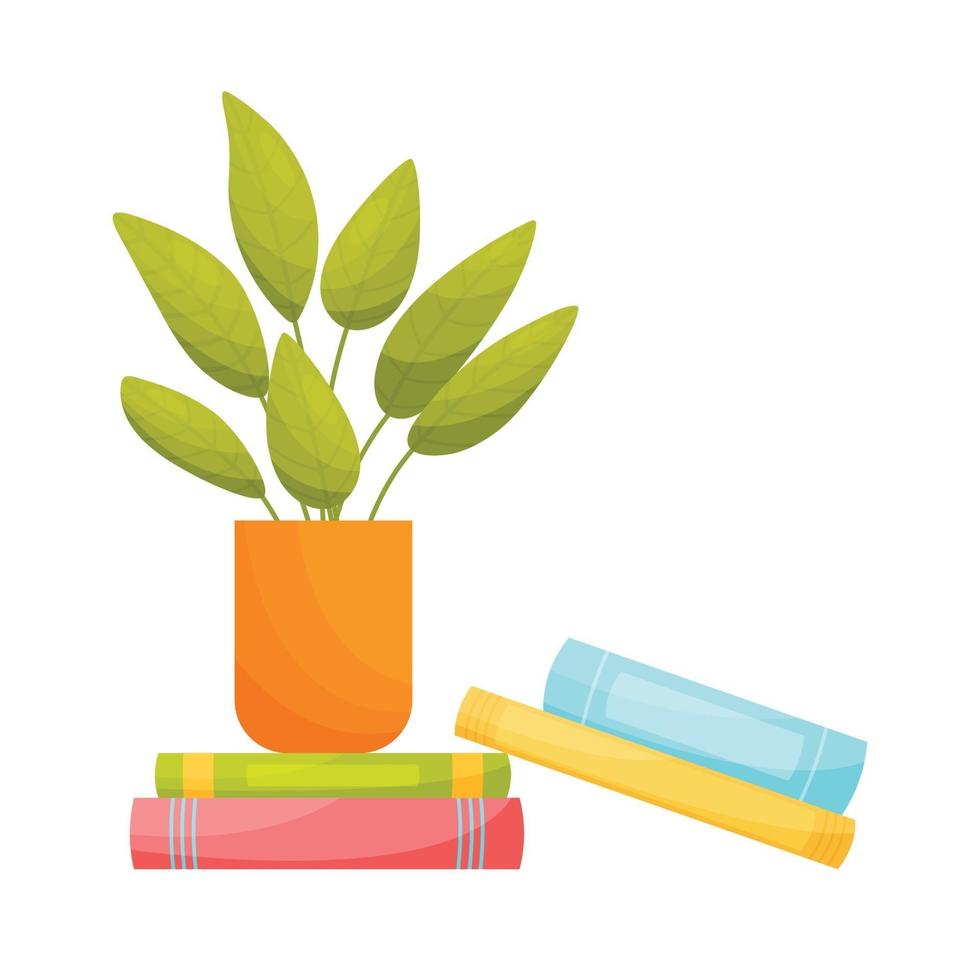 groene plant en boeken vector