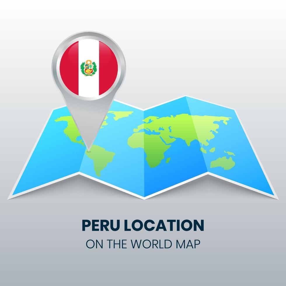 locatie icoon van peru op de wereldkaart, ronde pin icoon van peru vector