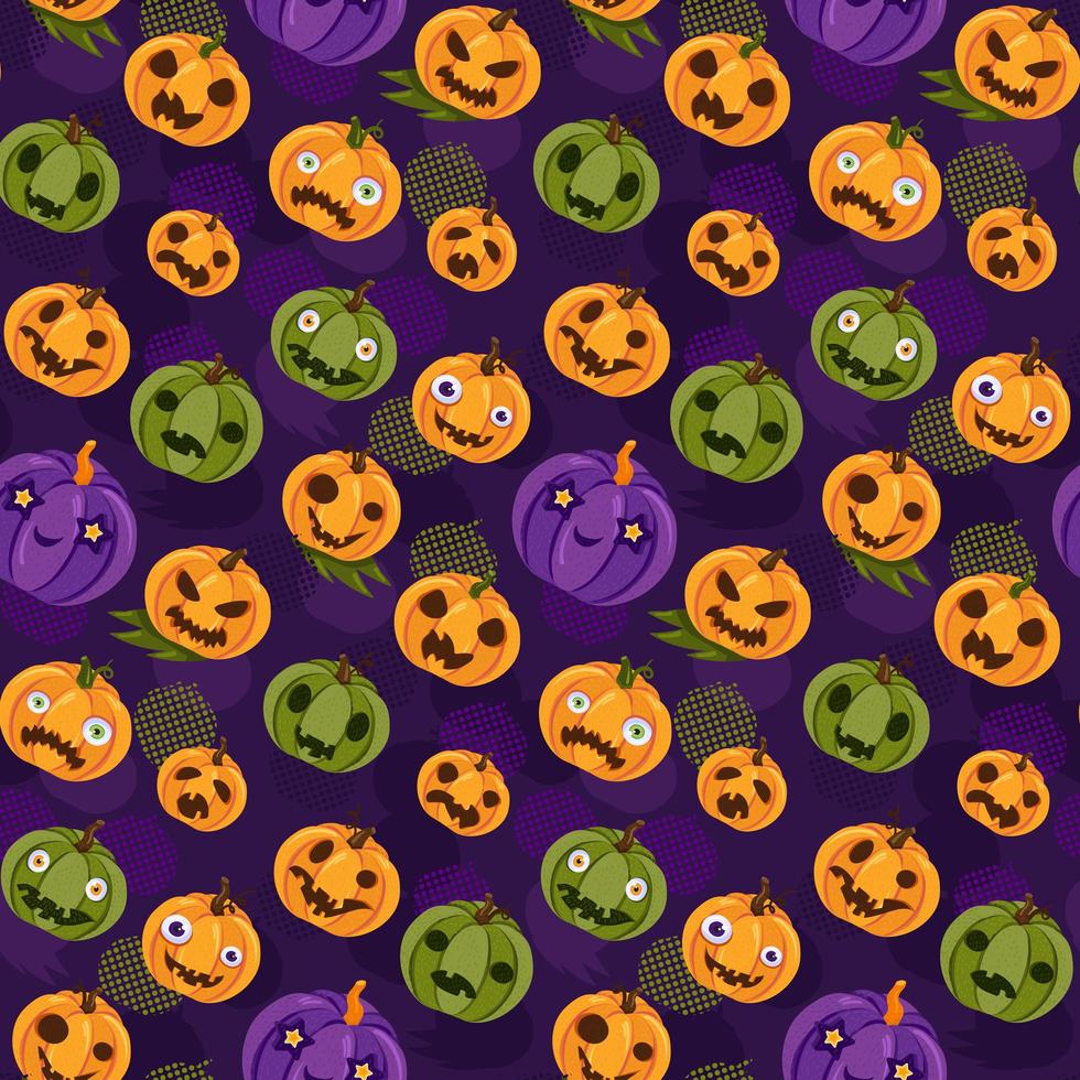 halloween pompoen lantaarn naadloze patroon vector