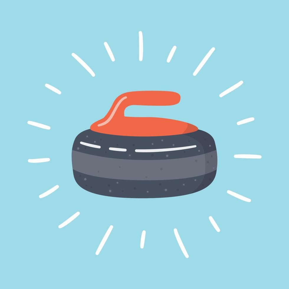 glanzende curlingsteen. curling sport spel apparatuur. vector