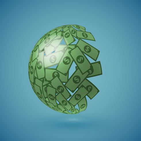 Groene bol die van geld, vectorillustratie wordt gemaakt vector