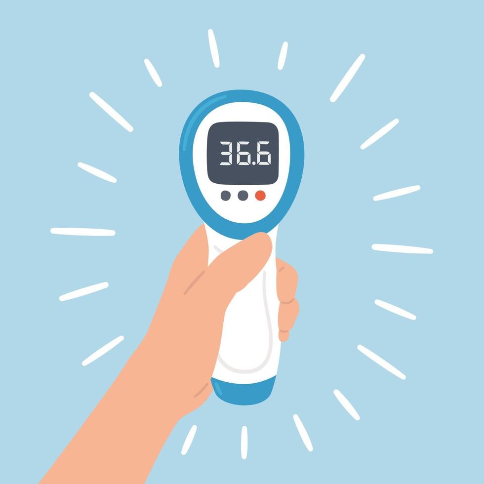 contactloze infrarood elektronische thermometer met normale temperatuur vector