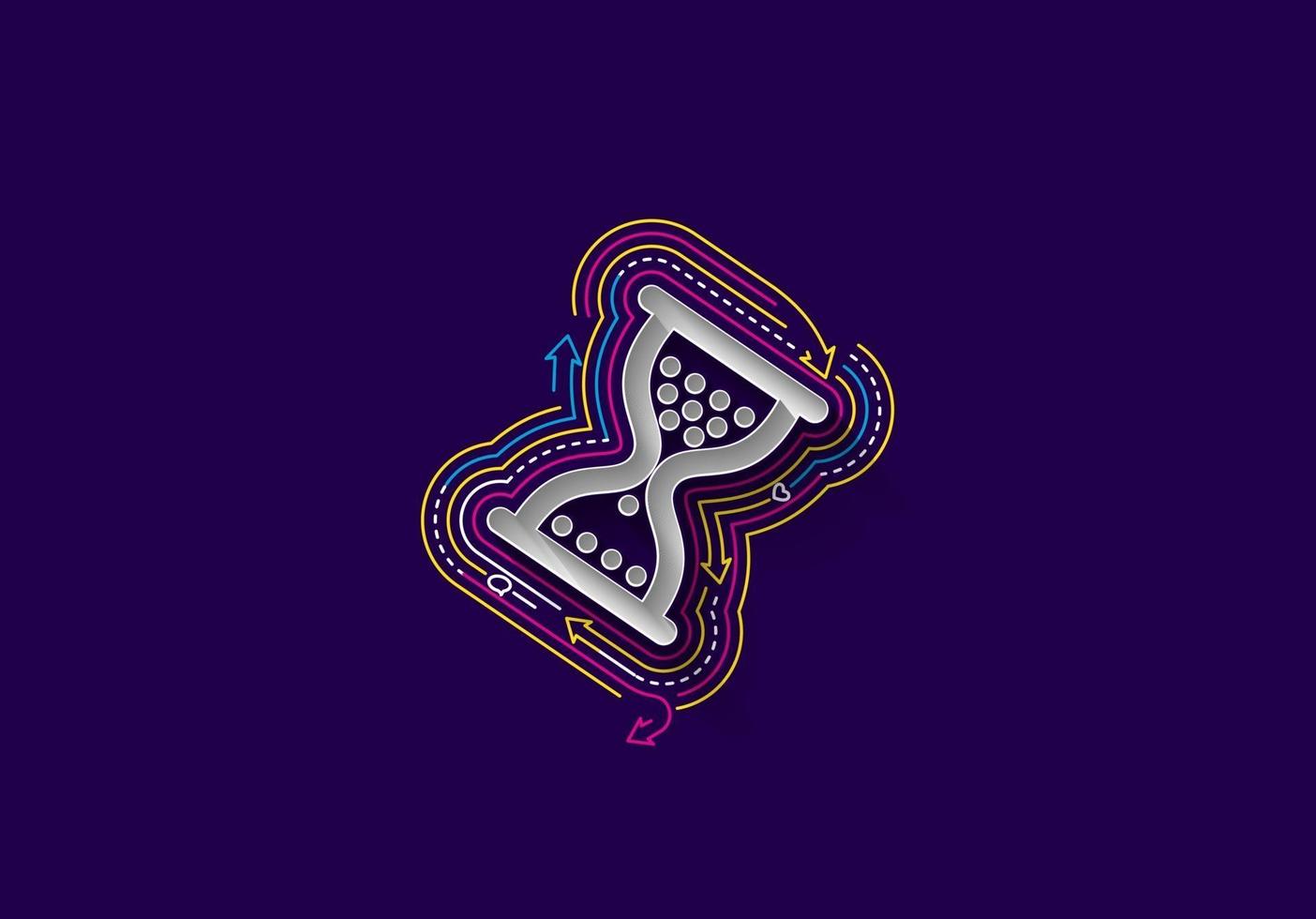 zandlopermuissymbool met abstract plat kleurrijk lijnpatroon vector