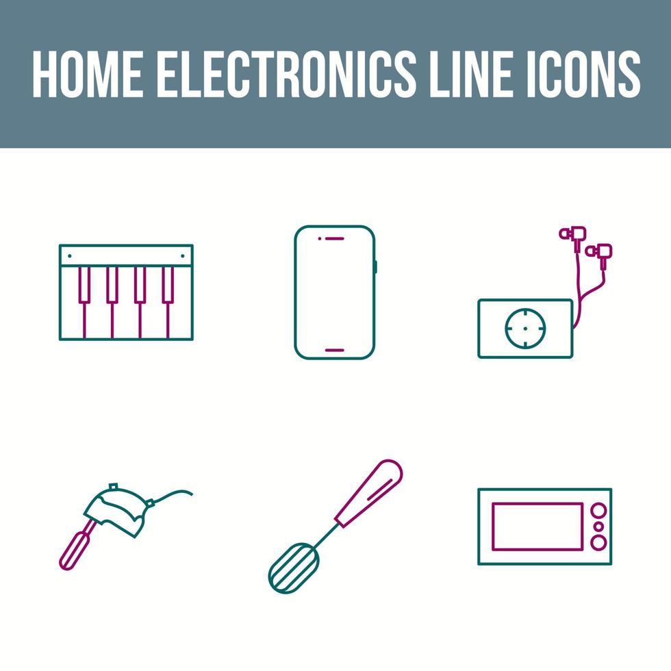 unieke huiselektronica lijn icon set vector