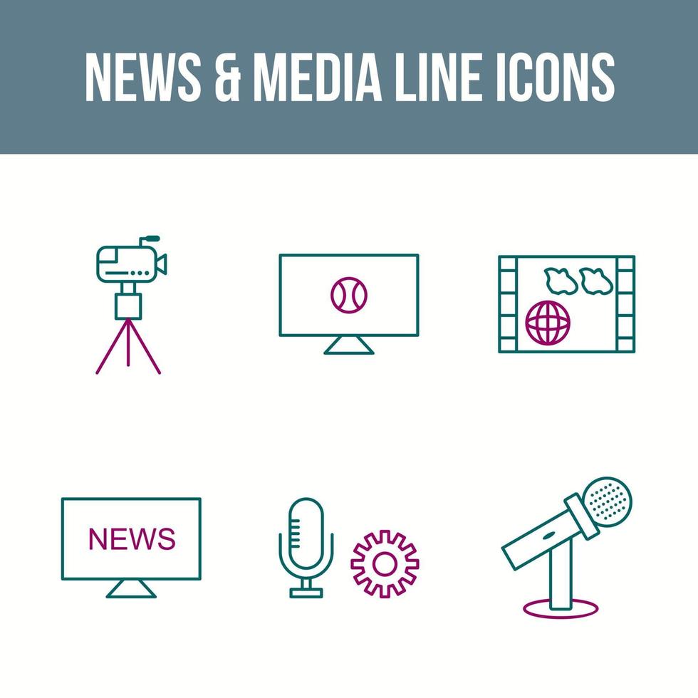 unieke nieuws en media vector icon set