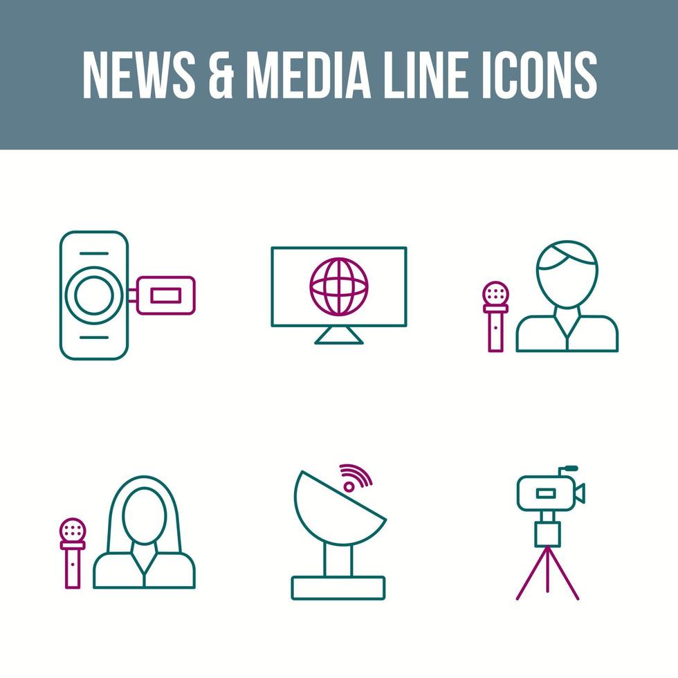 unieke nieuws en media vector icon set