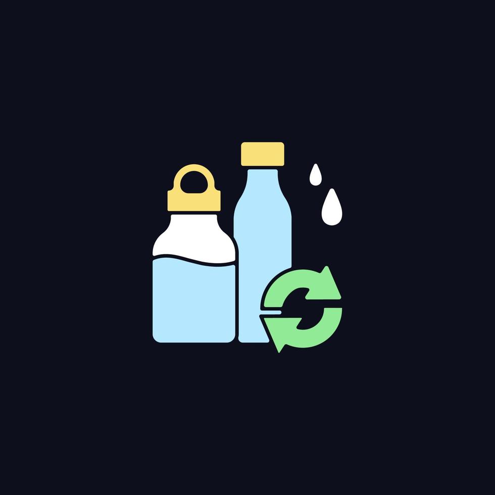 waterflessen bijvullen rgb-kleurenpictogram voor donker thema vector