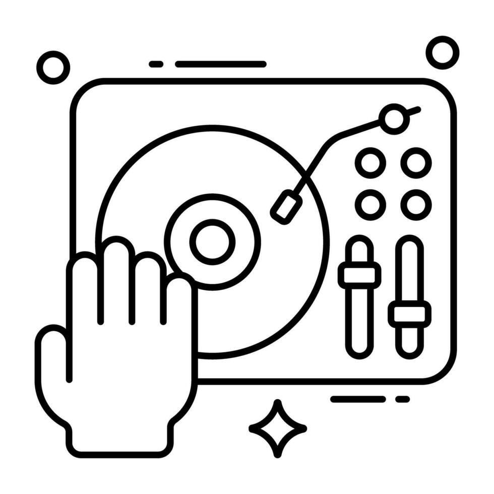 een retro vinyl opnemer icoon, vector ontwerp van draaitafel