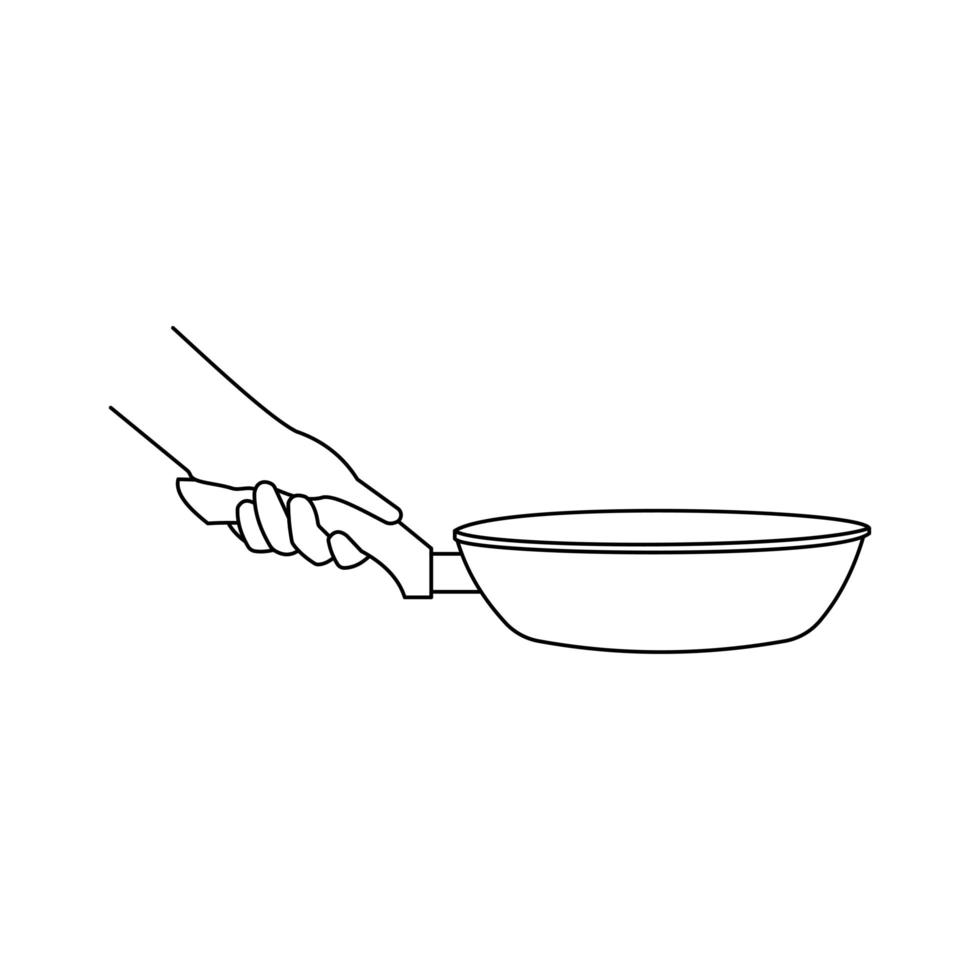 lijntekening van de hand met een pan, ontwerp pictogram vectorillustratie. vector