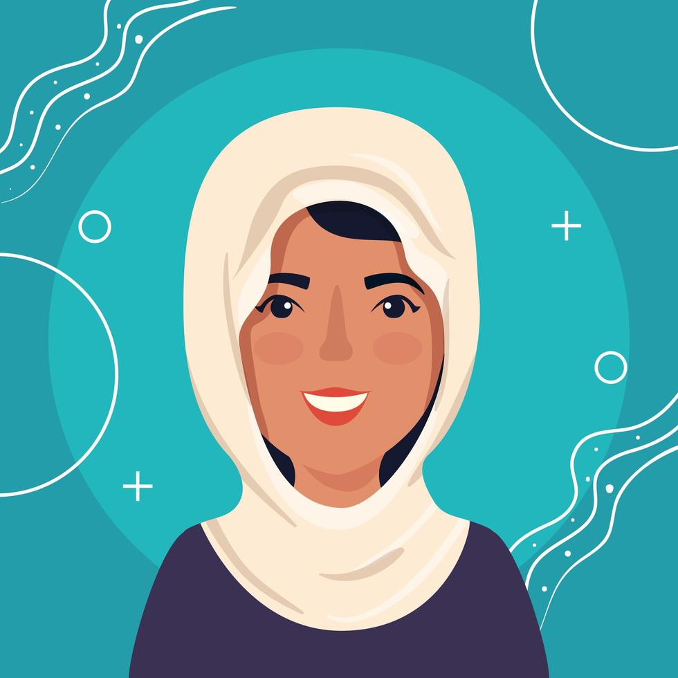 mooie vrouw moslim avatar karakter icoon vector