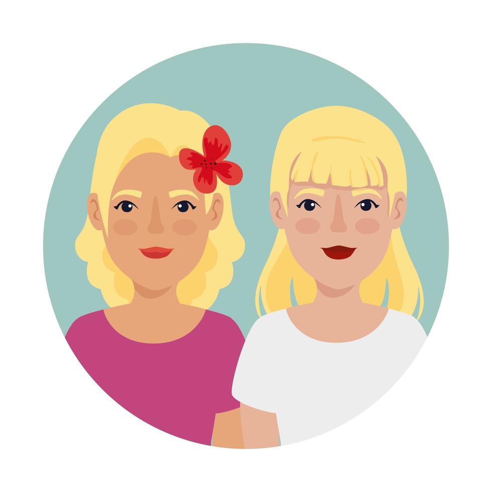 mooie vrouwen in frame cirkelvormig avatar karakter vector