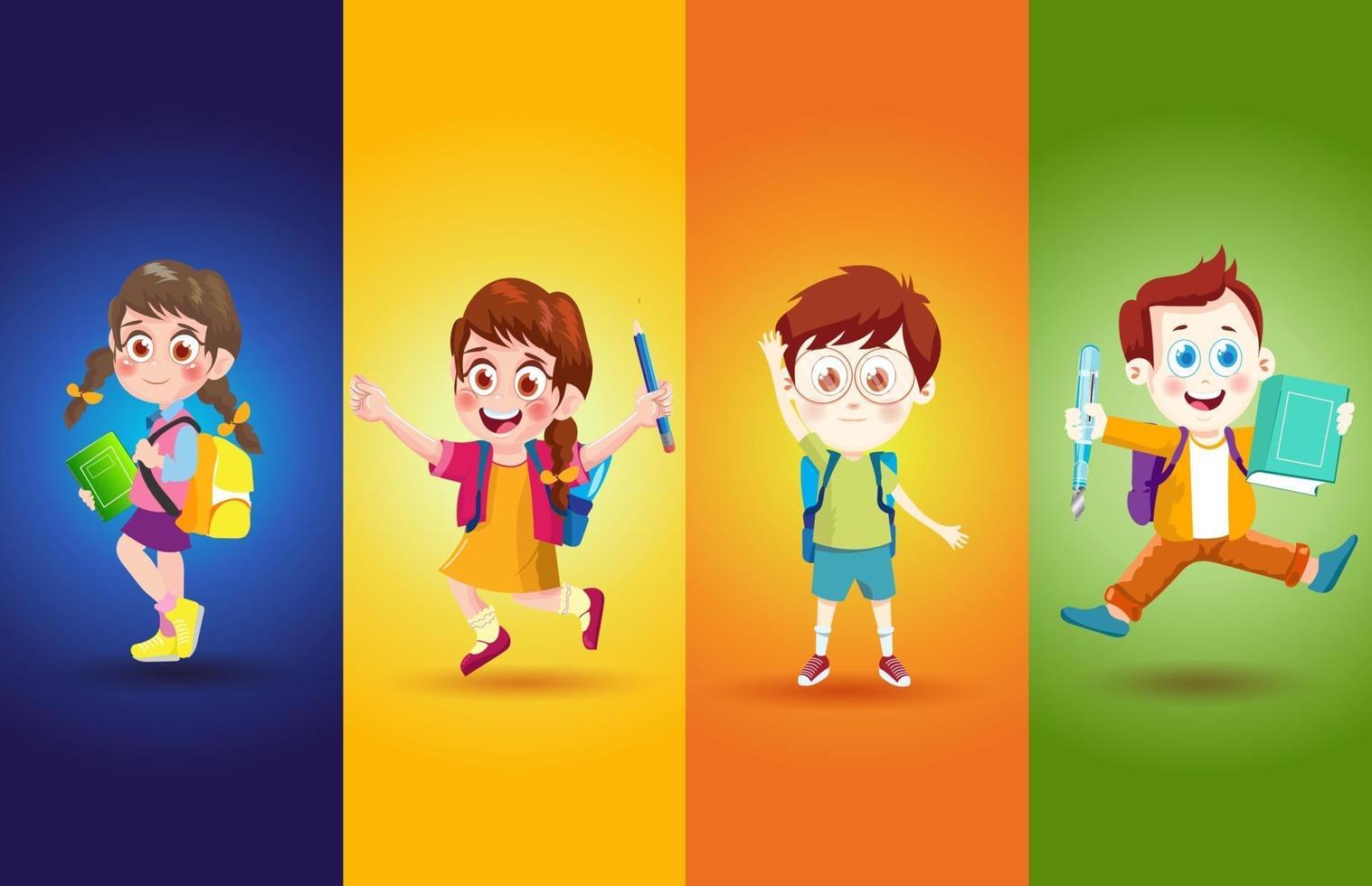 cartoon jongen met verschillende poses illustraties karakterontwerp vector