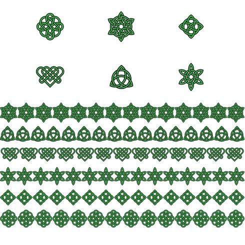 Saint Patrick&#39;s Day Keltische knopen grenzen en pictogrammen vector