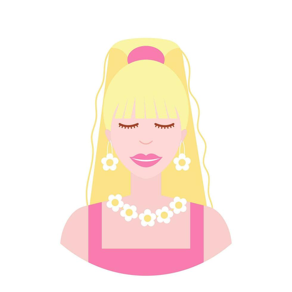 blond mooi pop in barbiecore stijl vector illustratie