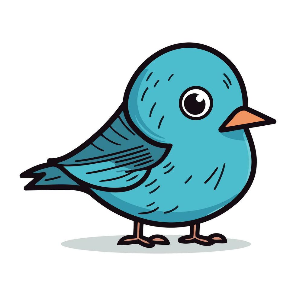 schattig blauw vogel tekenfilm vector illustratie. geïsoleerd Aan wit achtergrond