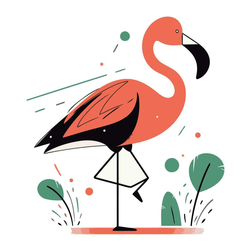 vector illustratie van flamingo in vlak stijl. hand- getrokken ontwerp element.