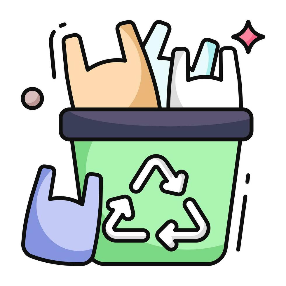 conceptuele vlak ontwerp icoon van plastic zak recycling vector
