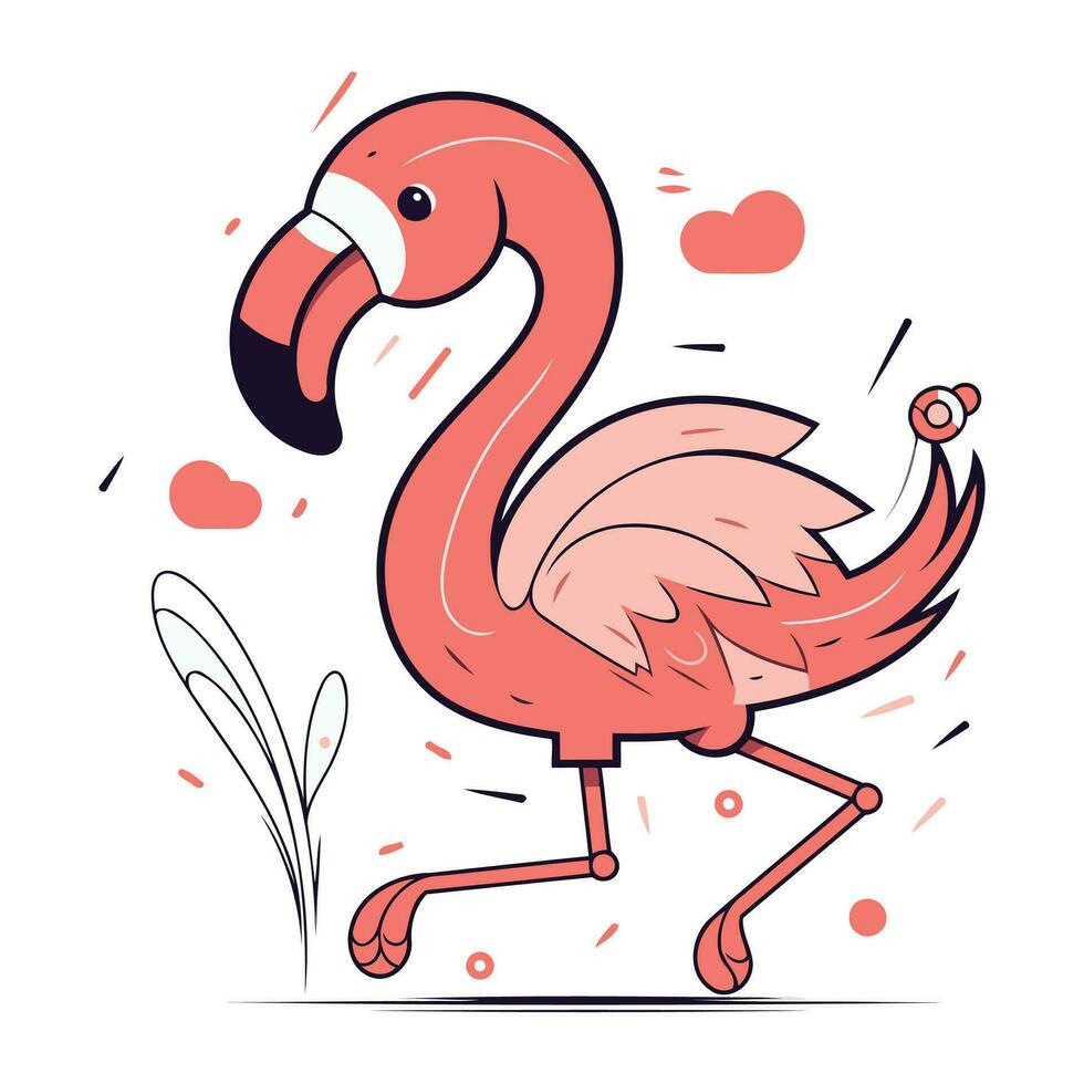 flamingo in liefde. vector illustratie in tekenfilm vlak stijl.