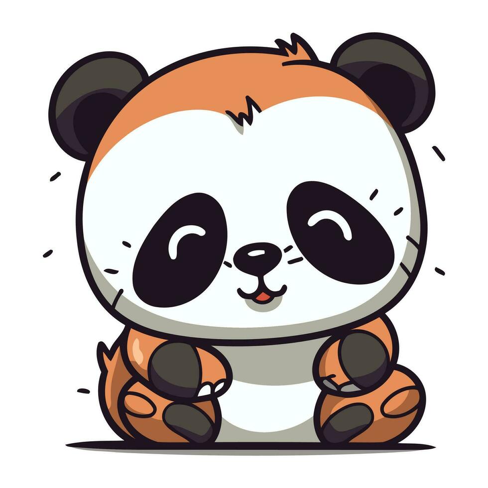 schattig tekenfilm panda. vector illustratie geïsoleerd Aan wit achtergrond.