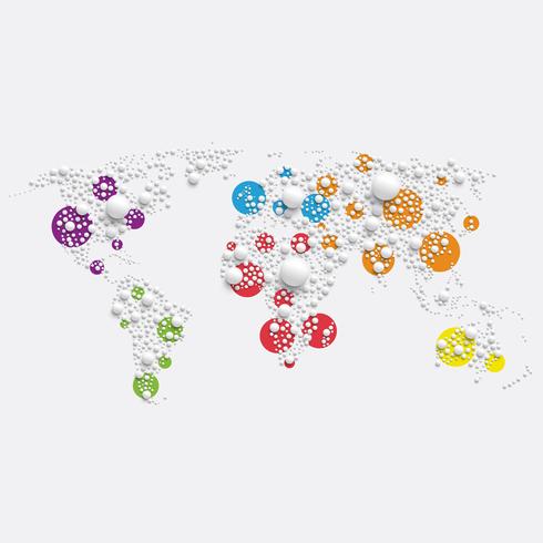 Witte wereldkaart gemaakt door ballen, vectorillustratie vector