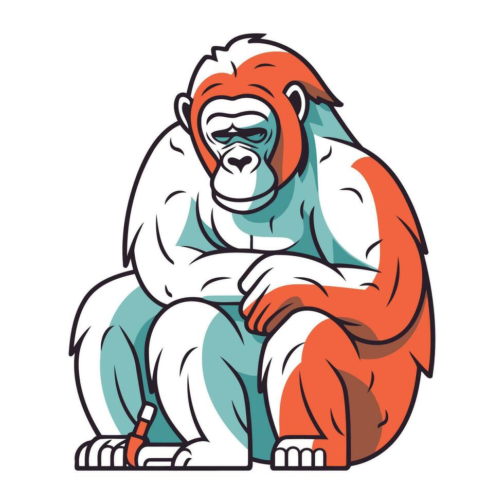 gorilla. vector illustratie van een gorilla zittend Aan de vloer.