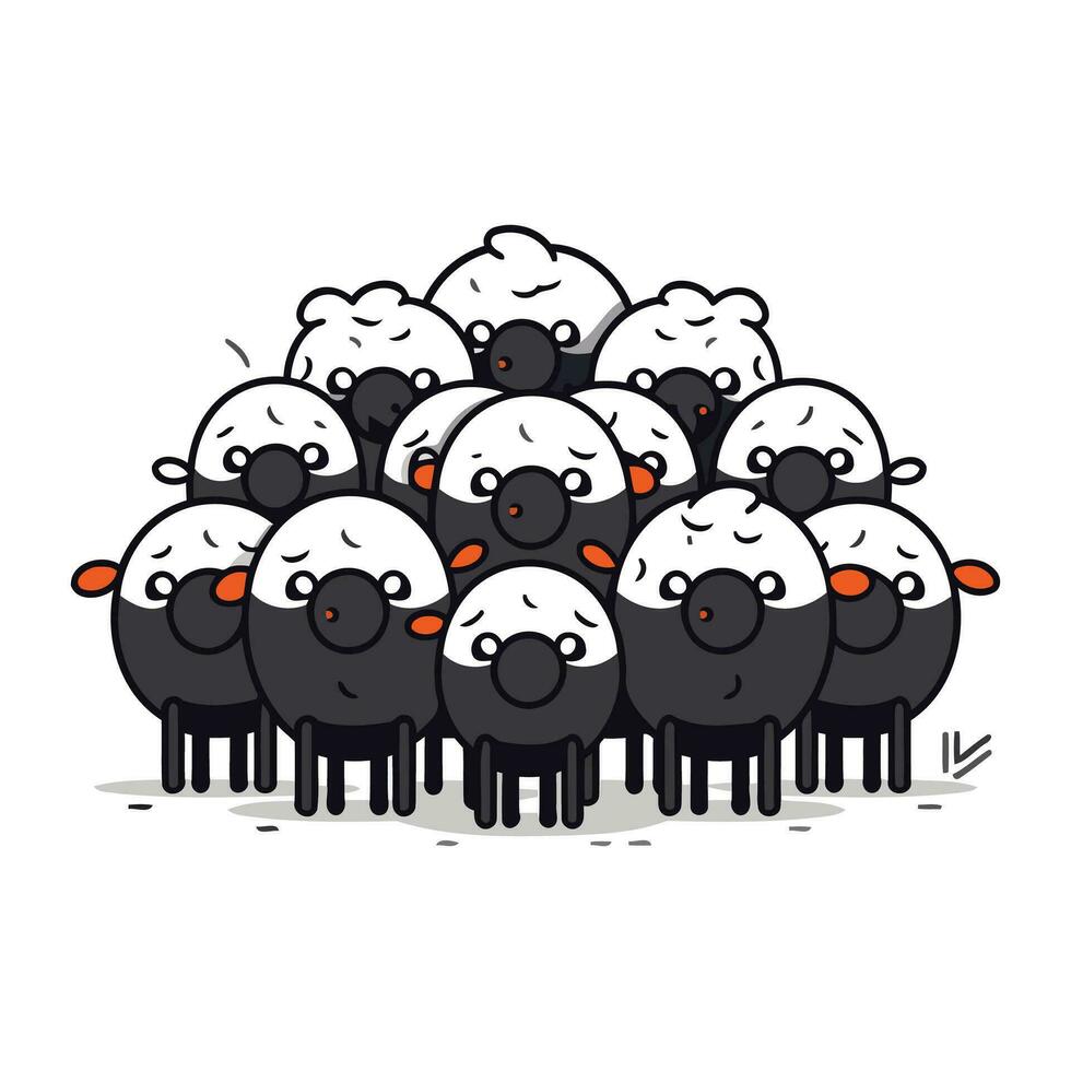 kudde van schapen schattig tekenfilm dier karakter vector illustratie ontwerp.