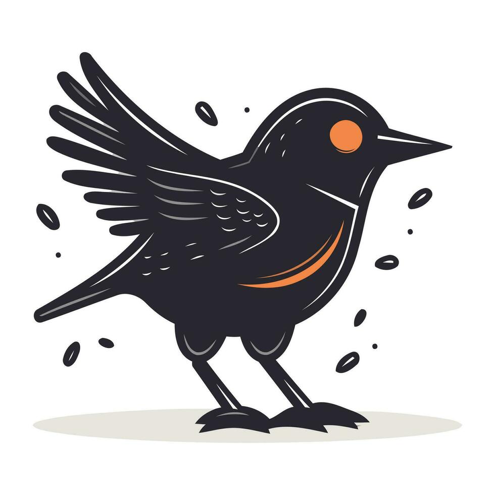 zwart vogel Aan wit achtergrond. vector illustratie in een vlak stijl.