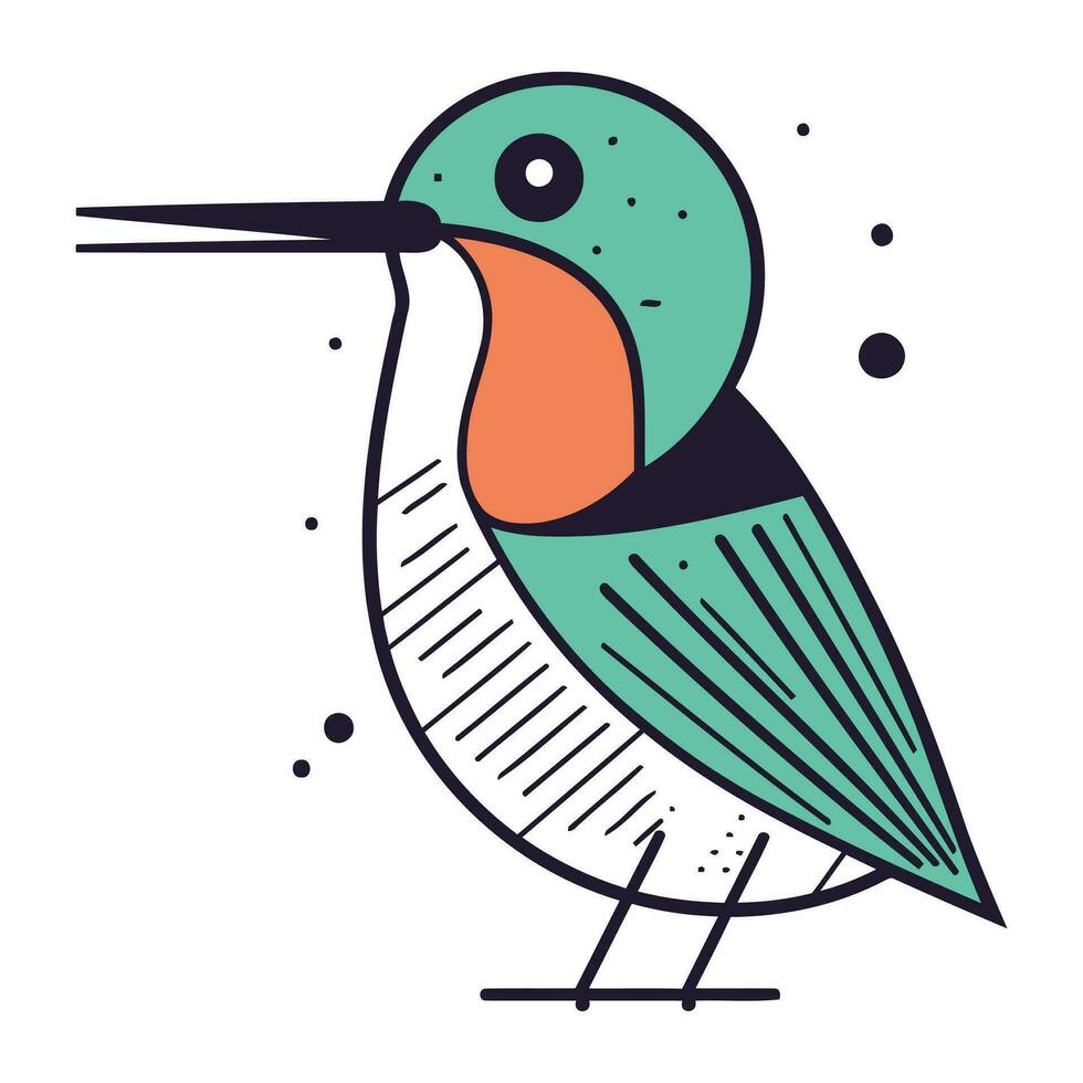 schattig kleurrijk vogel. vector illustratie in tekening stijl.