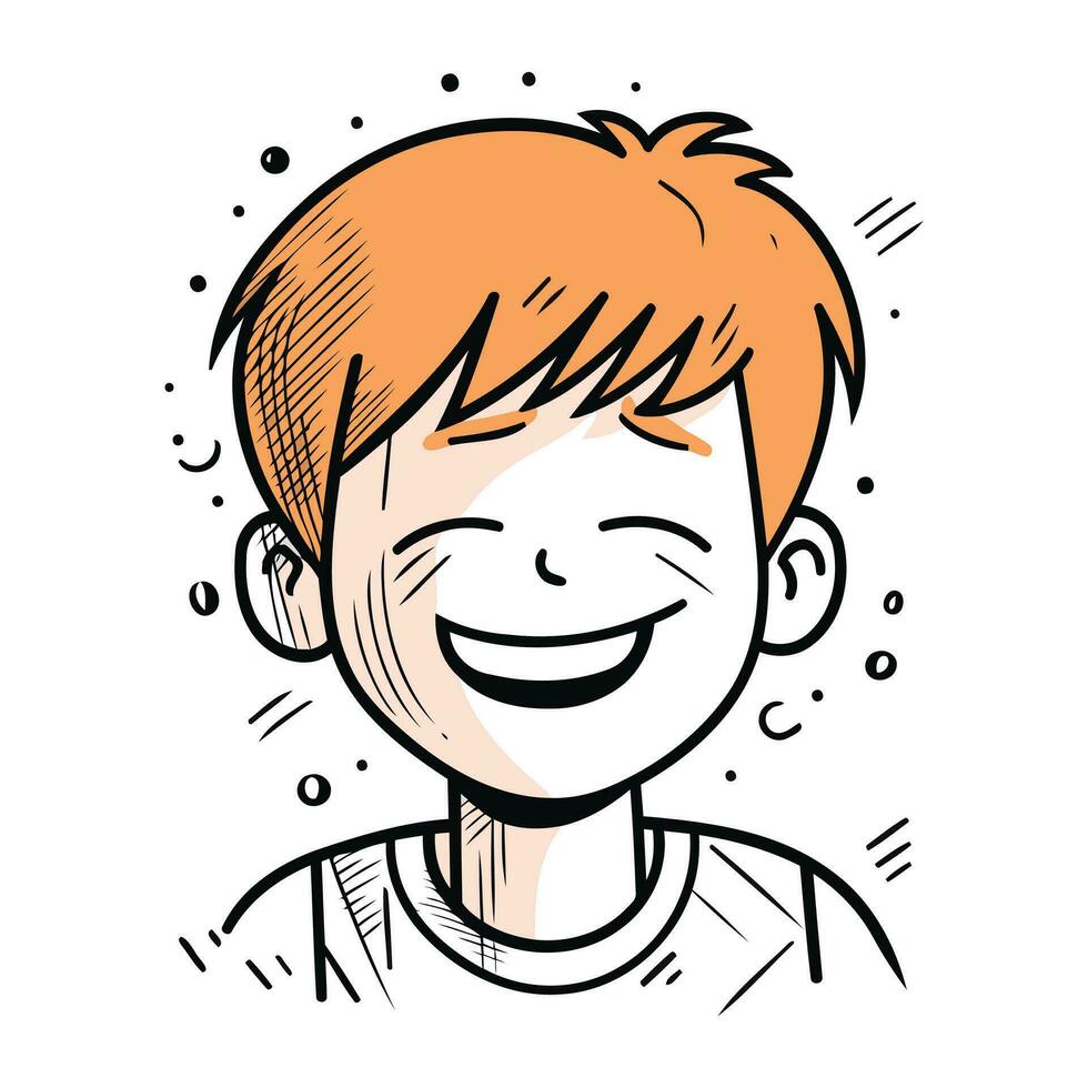 vector illustratie van een glimlachen jongen met rood haar. tekenfilm stijl.