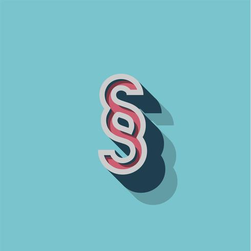 Retro 3D-personage uit een lettertype, vectorillustratie vector