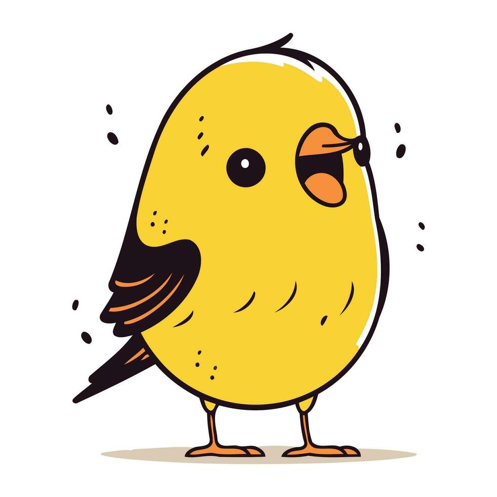 schattig weinig geel vogel geïsoleerd Aan wit achtergrond. vector illustratie.