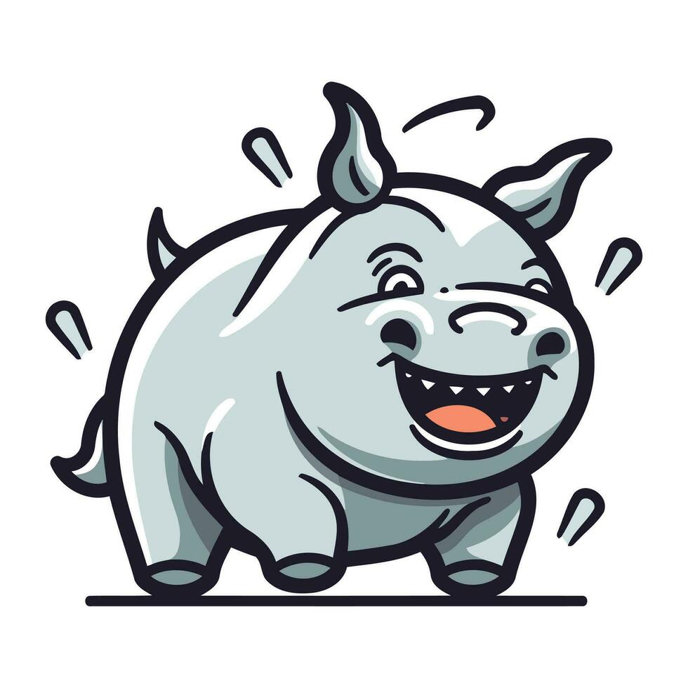 boos neushoorn. vector illustratie Aan wit achtergrond.