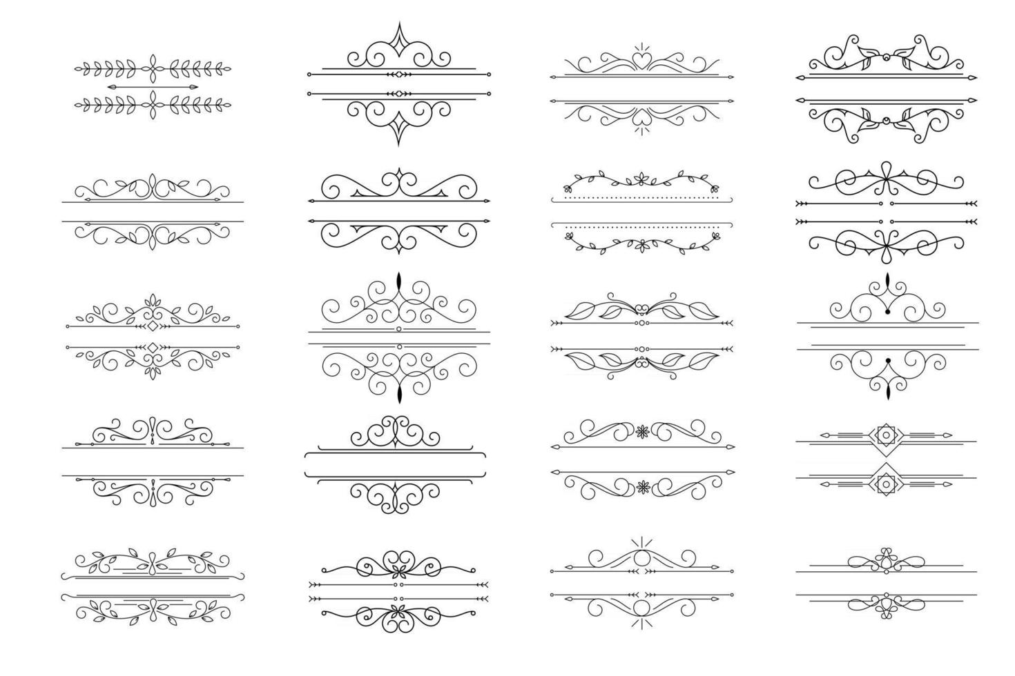 sierlijke frames en scroll-elementen. vector