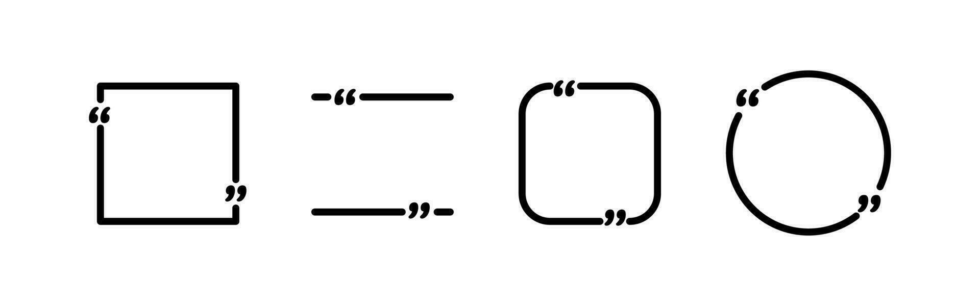 citeren doos set. citaat kader met citaat merken. toespraak bubbel voor tekst. vector