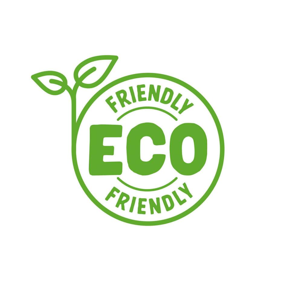 eco vriendelijk kenteken. gezond natuurlijk Product etiket logo ontwerp met fabriek bladeren. vector