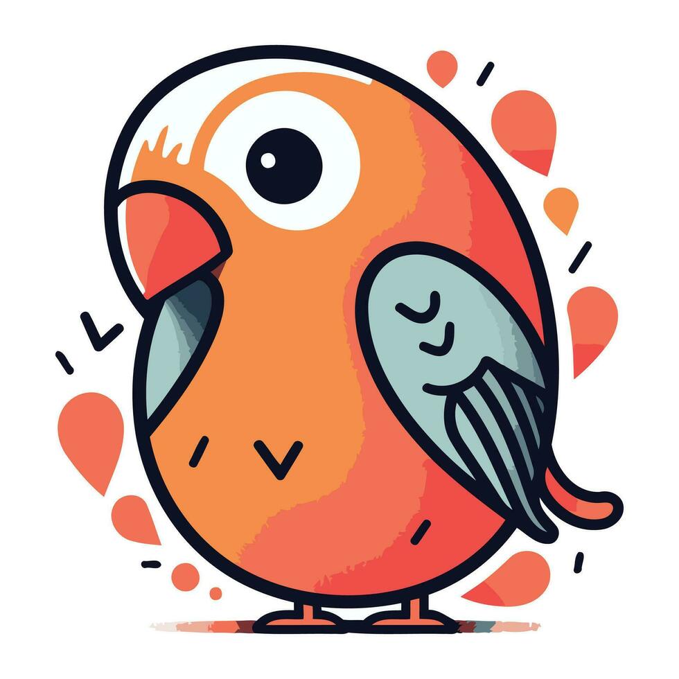 vector illustratie van schattig tekenfilm weinig vogel. hand- getrokken tekening stijl.