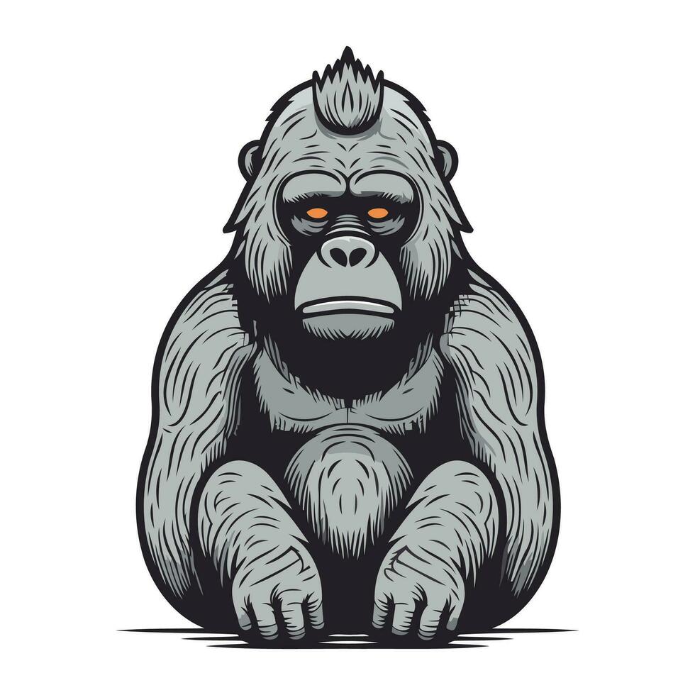 gorilla. vector illustratie van een gorilla Aan wit achtergrond.