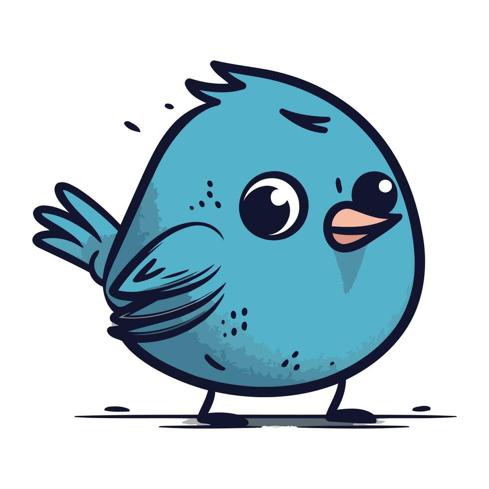 schattig tekenfilm blauw vogel. vector illustratie geïsoleerd Aan wit achtergrond.