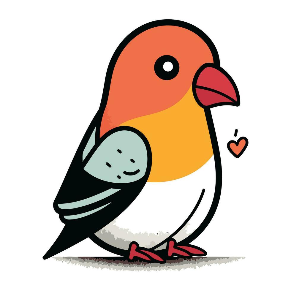 vector illustratie van een schattig weinig vogel met een hart Aan haar bek