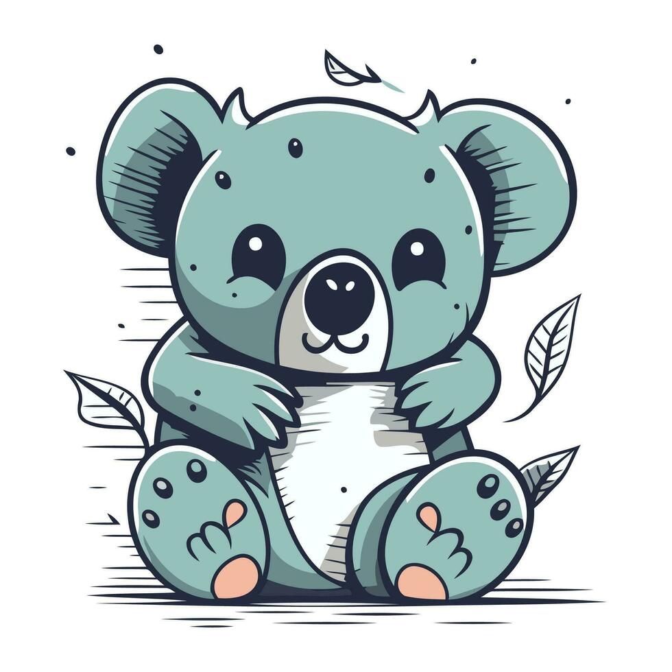 schattig tekenfilm koala zittend Aan de grond. vector illustratie.