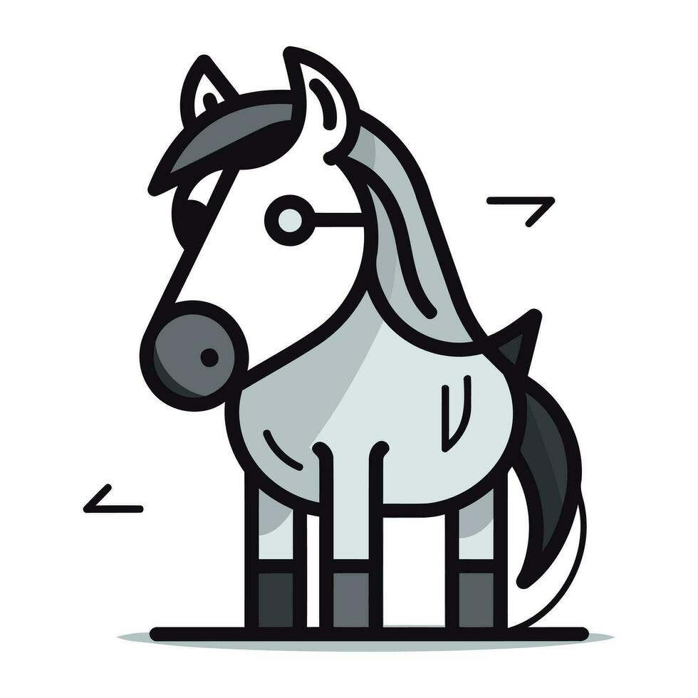 paard tekenfilm karakter in vlak ontwerp. vector illustratie Aan wit achtergrond.