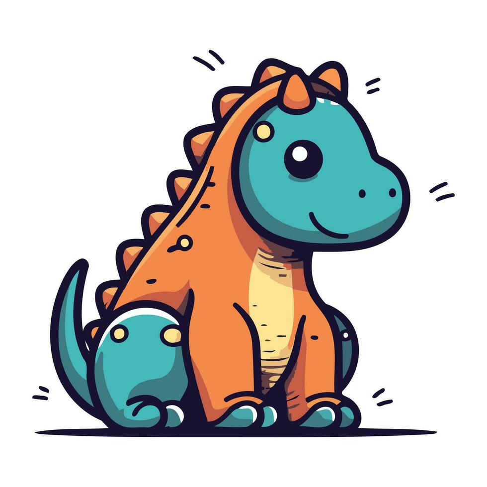 schattig baby dinosaurus. vector illustratie in tekening stijl.