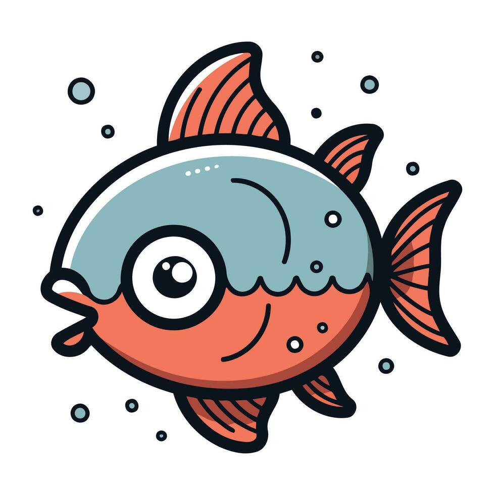 schattig tekenfilm vis. vector illustratie geïsoleerd Aan een wit achtergrond.