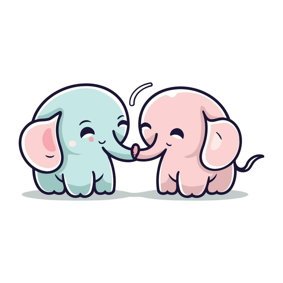 schattig tekenfilm olifant paar. vector illustratie geïsoleerd Aan wit achtergrond.