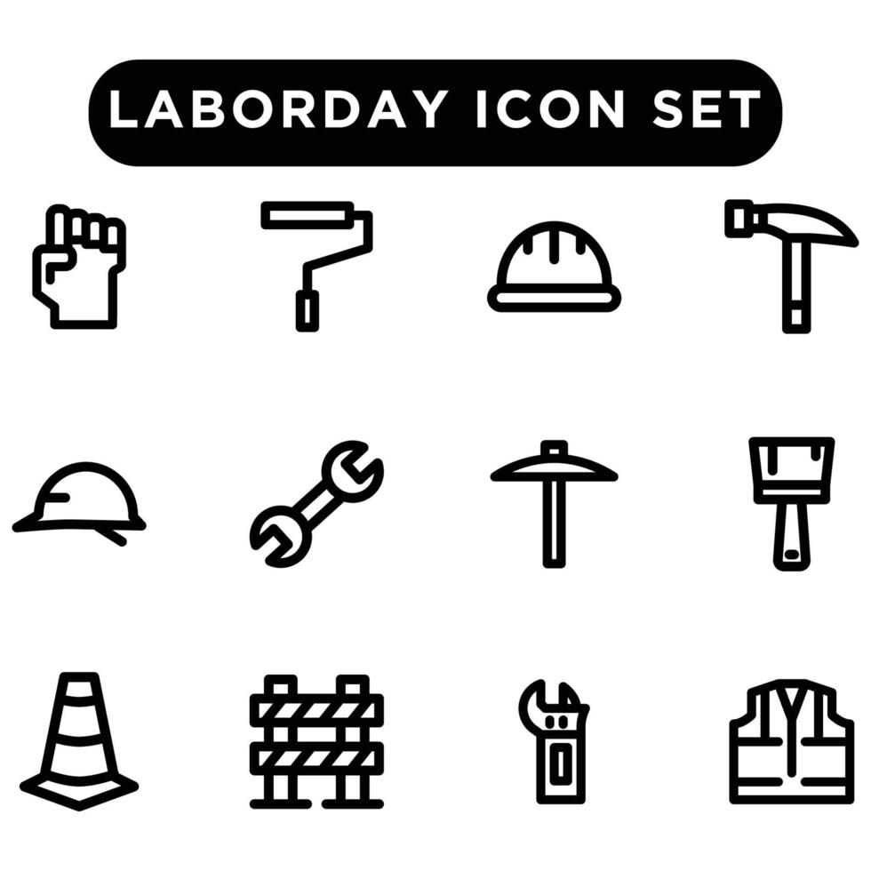 dag van de arbeid icon set overzicht stijl vector