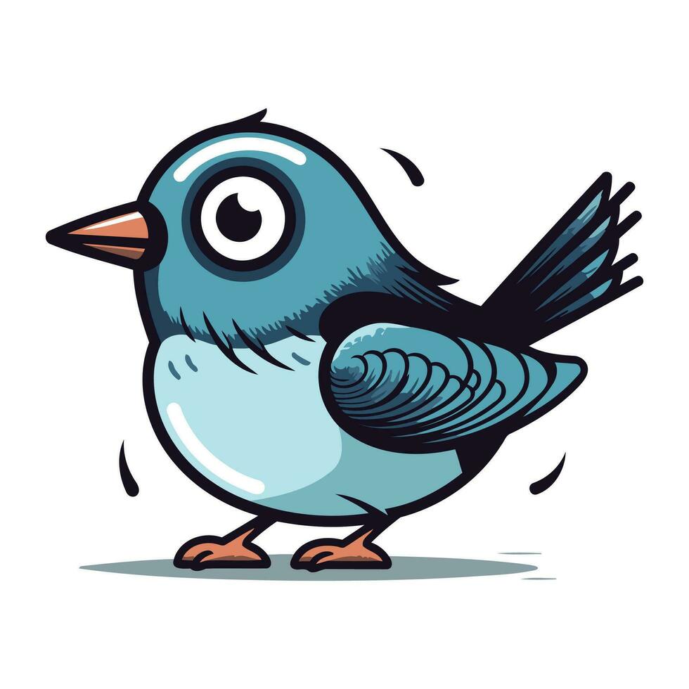 illustratie van een schattig blauw vogel geïsoleerd Aan een wit achtergrond. vector