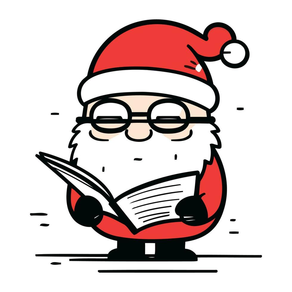 de kerstman claus lezing een boek. vrolijk Kerstmis en gelukkig nieuw jaar. vector illustratie