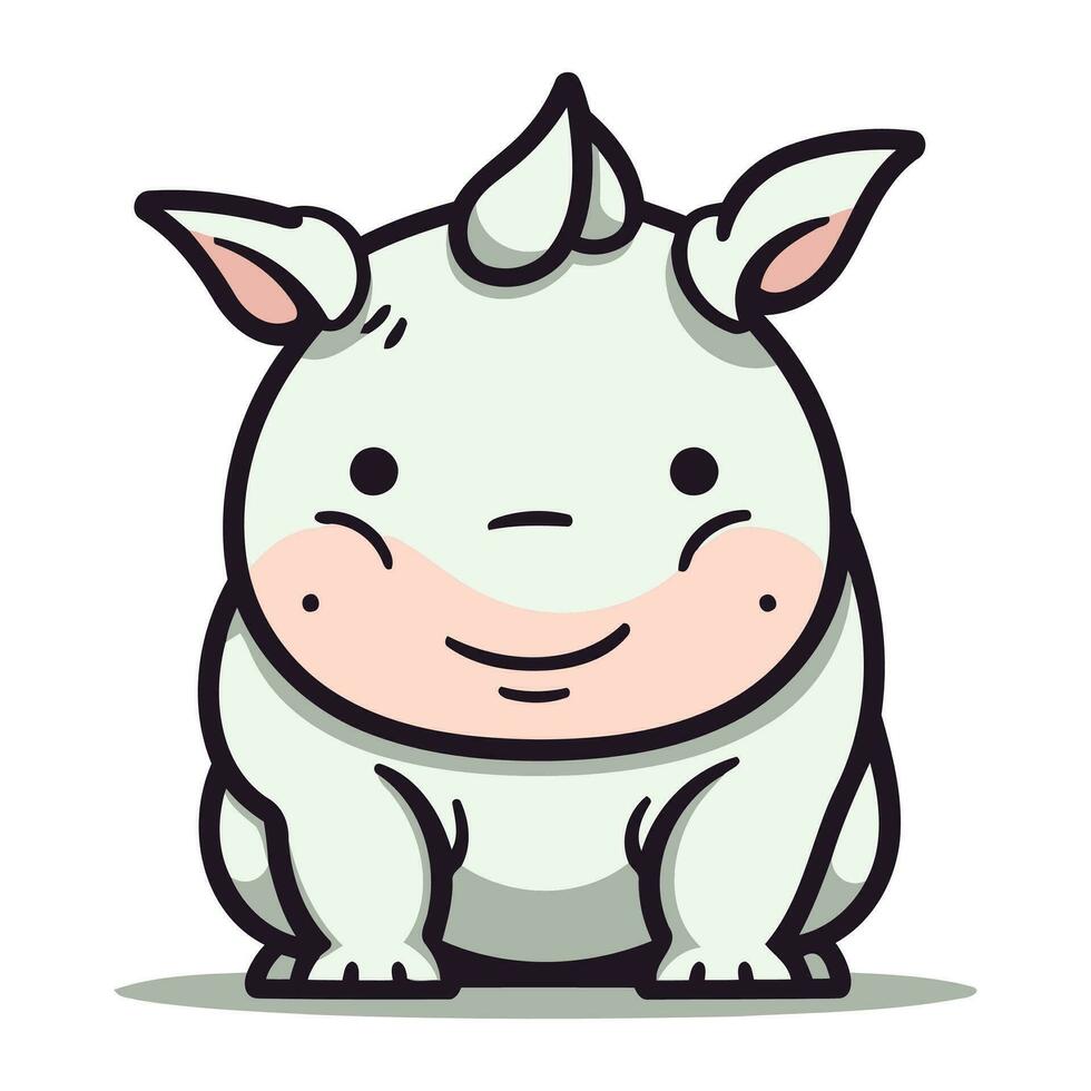 schattig tekenfilm baby neushoorn. vector illustratie geïsoleerd Aan wit achtergrond.