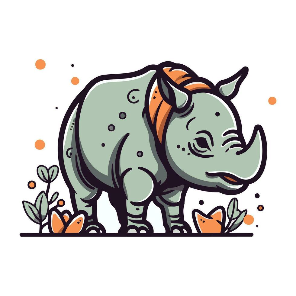 schattig tekenfilm neushoorn. vector illustratie voor uw ontwerp